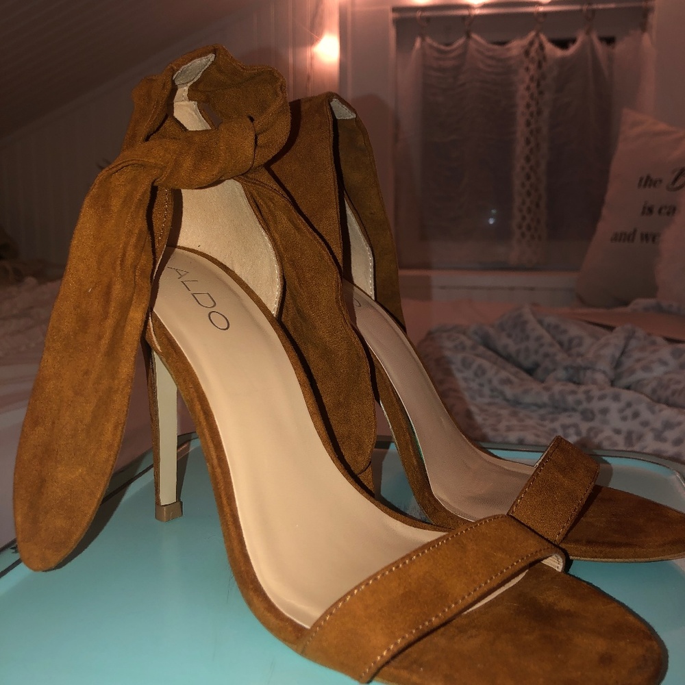 ALDO Suede Chestnut Pumps with Toe Strap